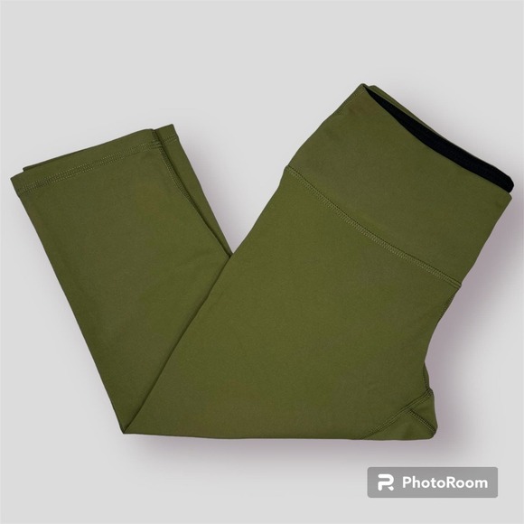 Ododos Cropped Olive Green Athletic Leggings Women's Size L Workout Yoga Gym - Picture 2 of 12